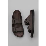 Bueno Shoes 11T23348 Kahverengi Nubuk Erkek Düz Terlik