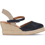 Bueno Shoes 14WS7205 Lacivert Süet Kadın Dolgu Topuklu Sandalet