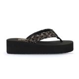 Bueno Shoes 26WT190244 Siyah Hasır Dolgu Topuklu Kadın Terlik