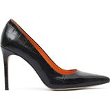 Bueno Shoes 30WG20053 Siyah Kroko Deri Kadın Topuklu Ayakkabı