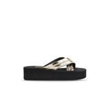 Bueno Shoes Altın Parlak Ayna Kadın Dolgu Topuklu Terlik 26wt614536