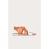 Bueno Shoes Altın Taba Deri Kadın Düz Sandalet - Altın - Taba