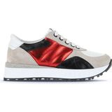 Bueno Shoes Bej Kırmızı Deri Kadın Spor Ayakkabı 01WA8501 - Bej - Kırmızı
