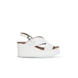 Bueno Shoes Beyaz Deri Kadın Dolgu Topuklu Sandalet 01wa5600