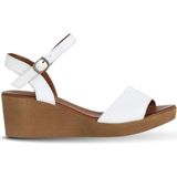 Bueno Shoes Beyaz Deri Kadın Dolgu Topuklu Sandalet 01WE3904 01WE3904