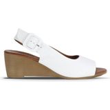 Bueno Shoes Beyaz Deri Kadın Dolgu Topuklu Sandalet 01WE4002 01WE4002
