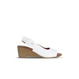 Bueno Shoes Beyaz Deri Kadın Dolgu Topuklu Sandalet 01we4002