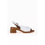 Bueno Shoes Beyaz Deri Kadın Topuklu Sandalet 01we3803