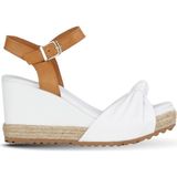 Bueno Shoes Beyaz Taba Deri Kadın Dolgu Topuklu Sandalet 14WS72300 14WS72300