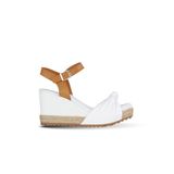 Bueno Shoes Beyaz Taba Deri Kadın Dolgu Topuklu Sandalet 14ws72300