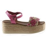 Bueno Shoes Fuşya Deri Kadın Dolgu Topuklu Sandalet