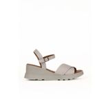 Bueno Shoes Gri Deri Kadın Dolgu Topuklu Sandalet 01we5201