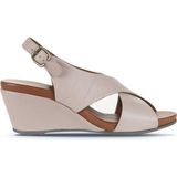 Bueno Shoes Gri Deri Kadın Dolgu Topuklu Sandalet 01WJ1501 01WJ1501