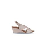 Bueno Shoes Gri Deri Kadın Dolgu Topuklu Sandalet 01wj1501
