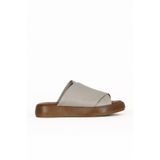 Bueno Shoes Gri Deri Kadın Düz Terlik 01we1900
