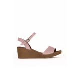 Bueno Shoes Gül Kurusu Deri Kadın Dolgu Topuklu Sandalet 01we3904