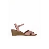 Bueno Shoes Gül Kurusu Deri Kadın Dolgu Topuklu Sandalet 01we4003