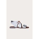 Bueno Shoes Gümüş Beyaz Deri Kadın Düz Sandalet