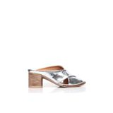 Bueno Shoes Gümüş Deri Kadın Topuklu Terlik