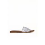 Bueno Shoes Gümüş Parlak Deri Kadın Düz Terlik