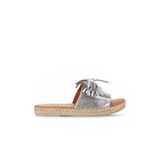 Bueno Shoes Gümüş Parlak Deri Kadın Espadril Terlik 01wn3000