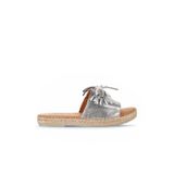 Bueno Shoes Gümüş Parlak Deri Kadın Espadril Terlik