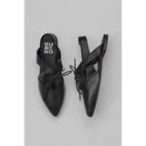 Bueno Shoes Kadın Siyah Deri Düz Sandalet 36 Numaralı Tpu Thermo Plastik Taban ile Rahat Kullanım