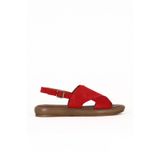 Bueno Shoes Kırmızı Alf Süet Kadın Düz Sandalet 01we3103