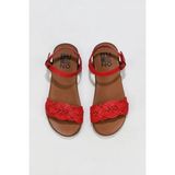 Bueno Shoes Kırmızı Deri Kadın Düz Sandalet