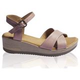 Bueno Shoes Lastikli Deri Kadın Dolgutopuk Sandalet 9L3303 - Gül Kurusu