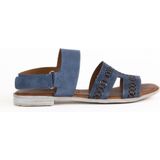 Bueno Shoes Mavi Koyu Alf Süet Kadın Düz Sandalet 01WE2304 01WE2304