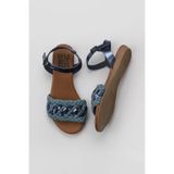 Bueno Shoes Mavi Parlak Deri Kadın Düz Sandalet 01wu7449