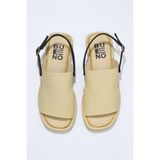 Bueno Shoes Sarı Siyah Deri Kadın Düz Sandalet - Sarı - Siyah