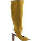Bueno Shoes Sarı Süet Kadın Topuklu Çizme