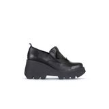 Bueno Shoes Siyah Deri Kadın Dolgu Topuklu Ayakkabı 01WZ8401
