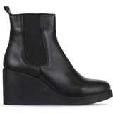 Bueno Shoes Siyah Deri Kadın Dolgu Topuklu Bot 01WZ8302 01WZ8302