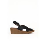 Bueno Shoes Siyah Deri Kadın Dolgu Topuklu Sandalet 01we3906