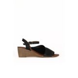 Bueno Shoes Siyah Deri Kadın Dolgu Topuklu Sandalet 01we4000