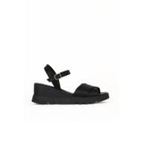 Bueno Shoes Siyah Deri Kadın Dolgu Topuklu Sandalet 01we5201