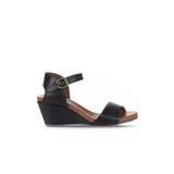 Bueno Shoes Siyah Deri Kadın Dolgu Topuklu Sandalet 01wj1503