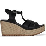 Bueno Shoes Siyah Deri Kadın Dolgu Topuklu Sandalet 14WS72402 14WS72402