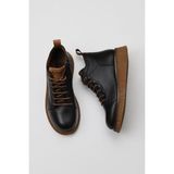 Bueno Shoes Siyah Deri Kadın Düz Bot 01WV5204 Dana Derisi Dış Materyal ile 2,5 cm Topuk