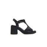 Bueno Shoes Siyah Deri Kadın Topuklu Sandalet 01wa1702