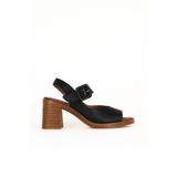 Bueno Shoes Siyah Deri Kadın Topuklu Sandalet 01we3701