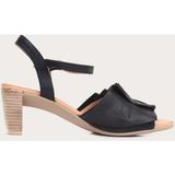 Bueno Shoes Siyah Deri Kadın Topuklu Sandalet