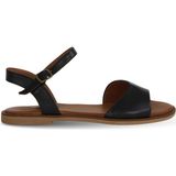 Bueno Shoes Siyah Khv-Bej Deri Kadın Düz Sandalet 01WA5704 01WA5704
