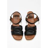 Bueno Shoes Siyah Khv-Bej Deri Kadın Düz Sandalet - Siyah - Bej