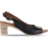 Bueno Shoes Siyah Khv-Bej Deri Kadın Topuklu Sandalet 01WN1517 01WN1517
