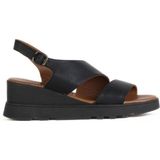 Bueno Shoes Siyah Khv Deri Kadın Dolgu Topuklu Sandalet 01WY8602 01WY8602