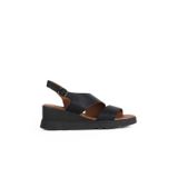 Bueno Shoes Siyah Khv Deri Kadın Dolgu Topuklu Sandalet 01wy8602